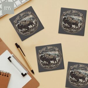 Montana Bison Eco-Friendly Square Ceramic Coasters