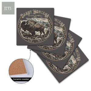 Montana Bison Eco-Friendly Square Ceramic Coasters