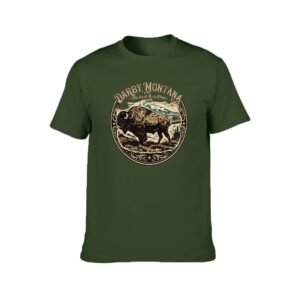 Military Green Fishing, Bison, and Bull Varying Montana Navy Blue Men's T-shirt