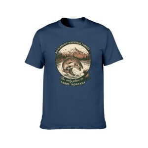 Fishing, Bison, and Bull Varying Montana Navy Blue Men's T-shirt
