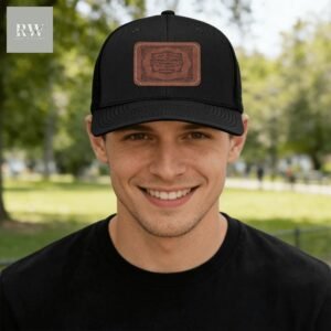 Montana Last Best Place Engraved Leather Trucker Hat